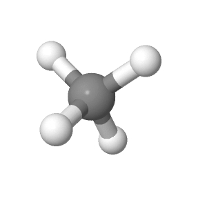 molécule de méthane à géométrie tétraédrique.
