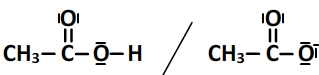 Schéma de Lewis de l'acide ethanoique et de l'ion ethanoate